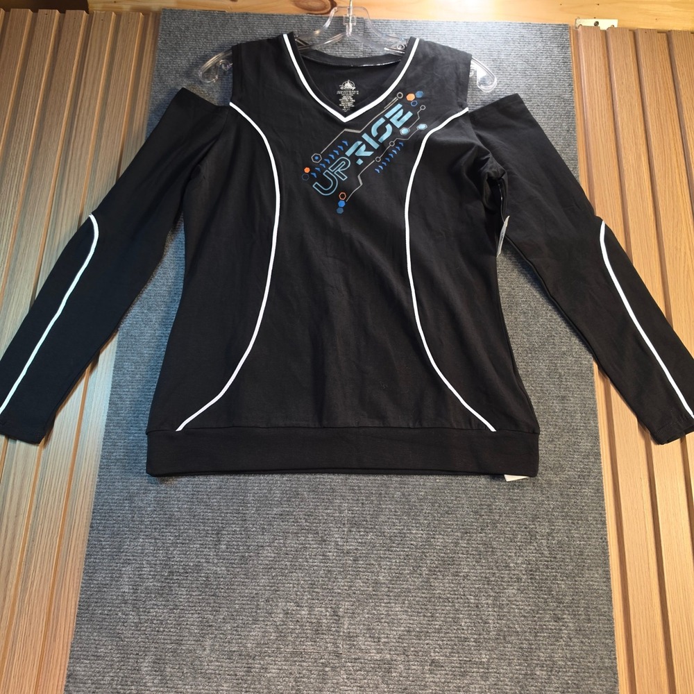 Disney TRON Lightcycle Run Top Women Medium Black NEW Cold Shoulder Uprise